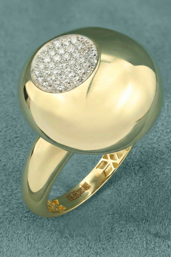 Кольцо из лимонного золота c бриллиантами