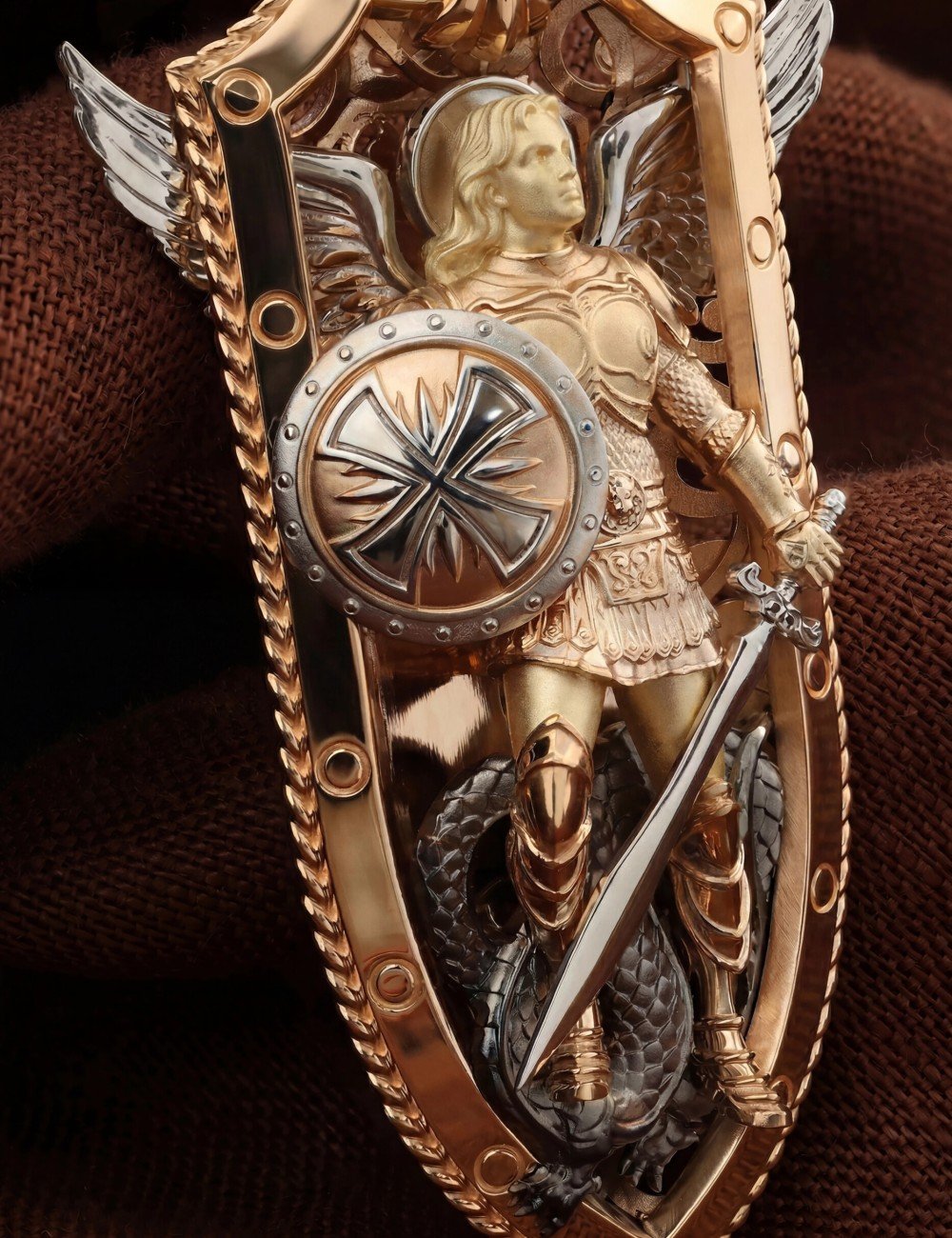 Образок из золота 585 пробы c эмалью