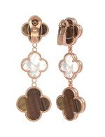 Серьги из золота 585 пробы c тигровым глазом и перламутром