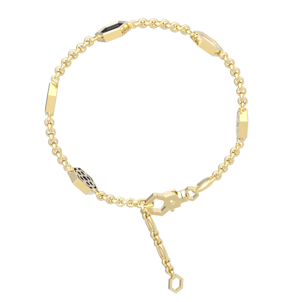 Браслет из лимонного золота c ониксом и перламутром