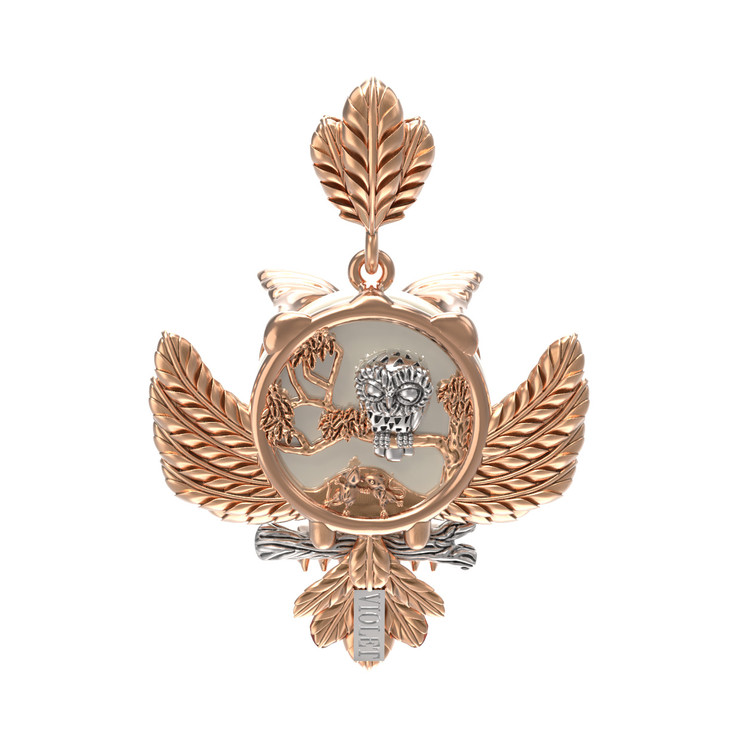 Подвеска из золота c эмаль и жемчугом