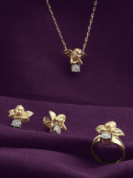 Серьги из лимонного золота c бриллиантами