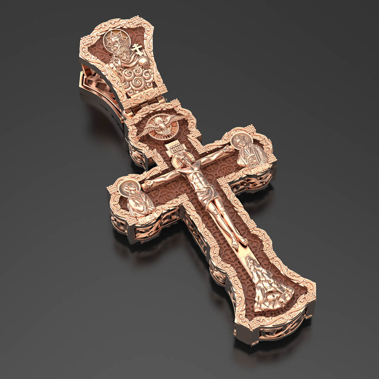 Крест из золота c деревом груши