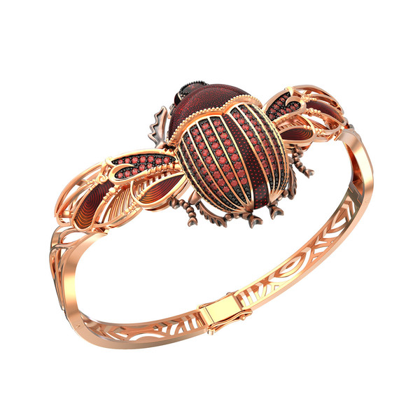 Браслет из золота c эмаль , фианитом, гранатом и эмалью