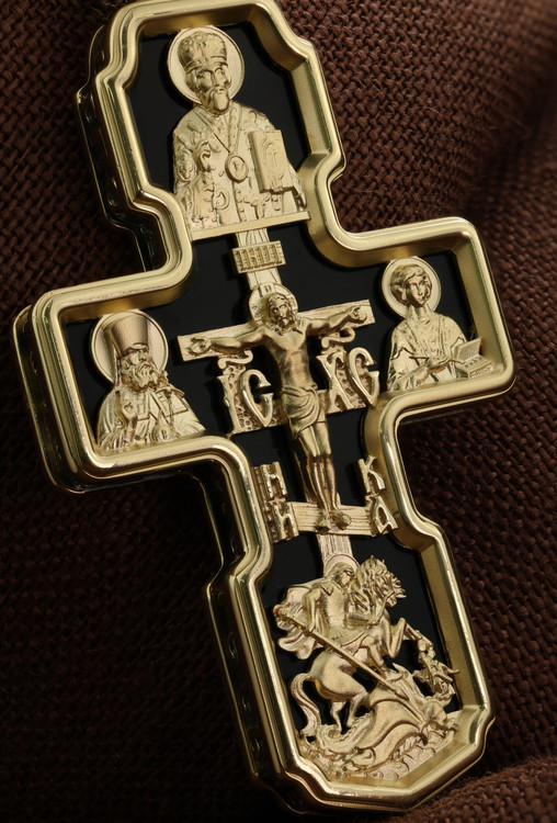 Крест из лимонного золота c ониксом