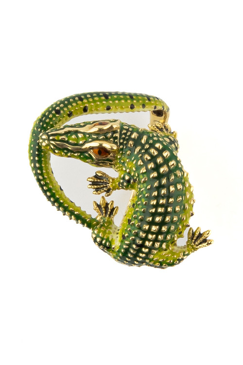 Кольцо из лимонного золота c эмаль