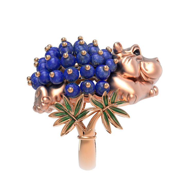 Кольцо из золота c эмаль и лазуритом