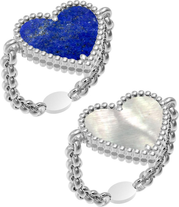 Кольцо из белого золота c лазуритом и перламутром