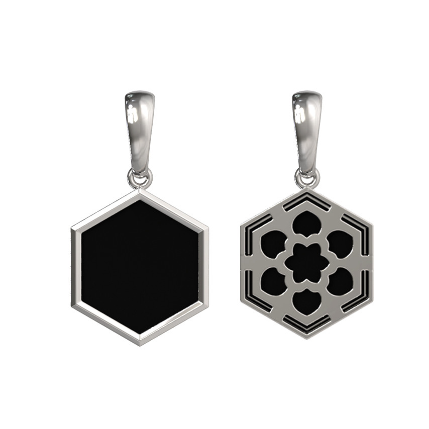 Подвеска из белого золота c ониксом