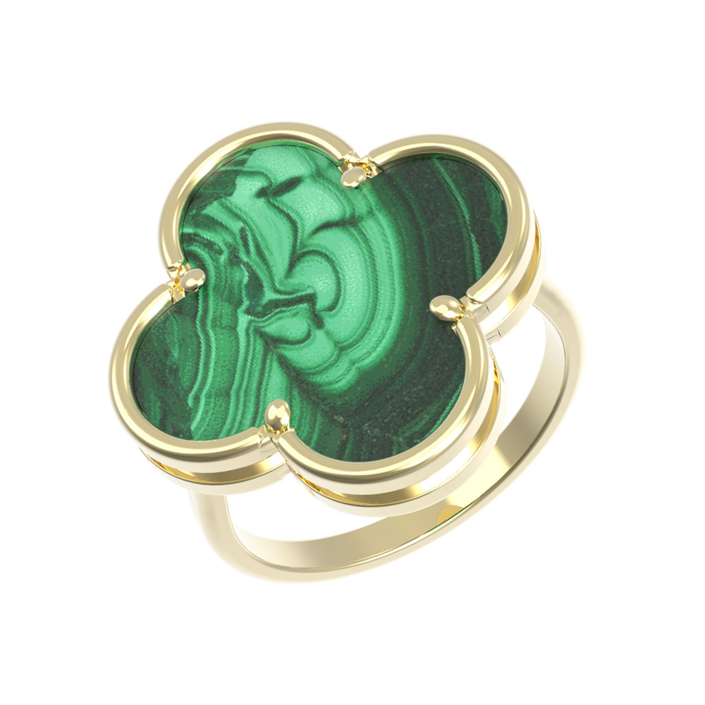 Кольцо из лимонного золота c малахитом