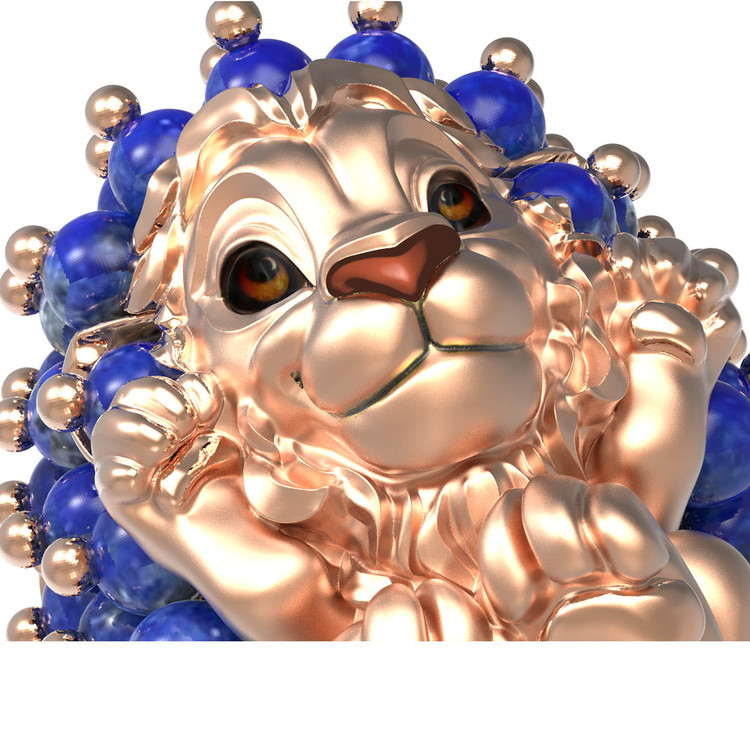 Кольцо из золота c эмаль и лазуритом