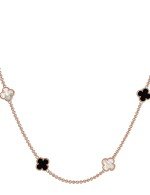Колье из золота 585 пробы c ониксом и перламутром