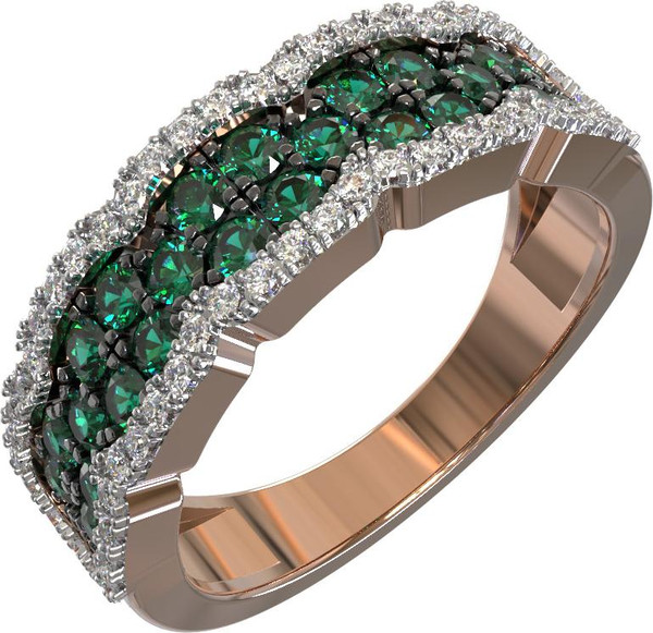 Кольцо из золота c бриллиантами и изумрудом