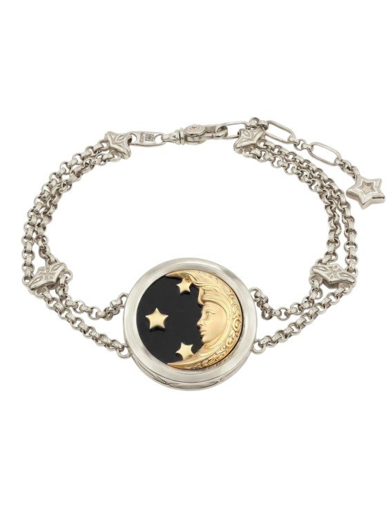 Браслет из белого золота c ониксом и перламутром