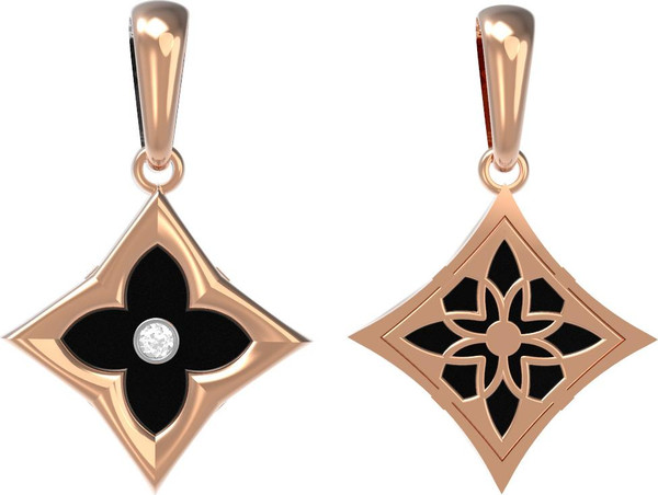 Подвеска из золота c бриллиантами и ониксом