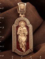 Образок из золота 585 пробы c эмалью
