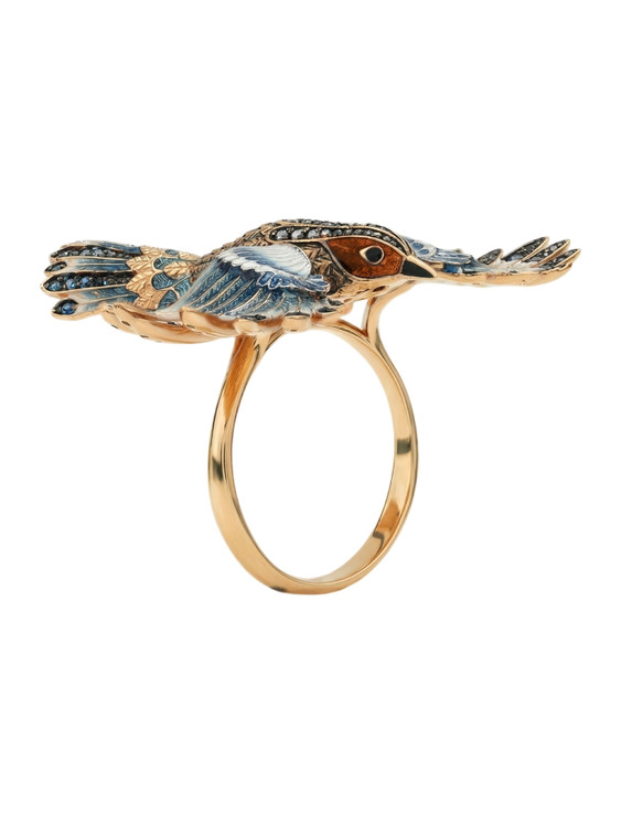 Кольцо из золота c эмаль и фианитом