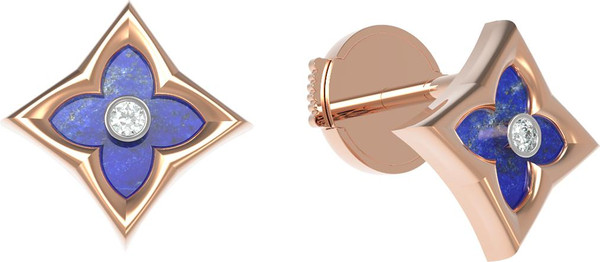 Серьги из золота c бриллиантами и лазуритом