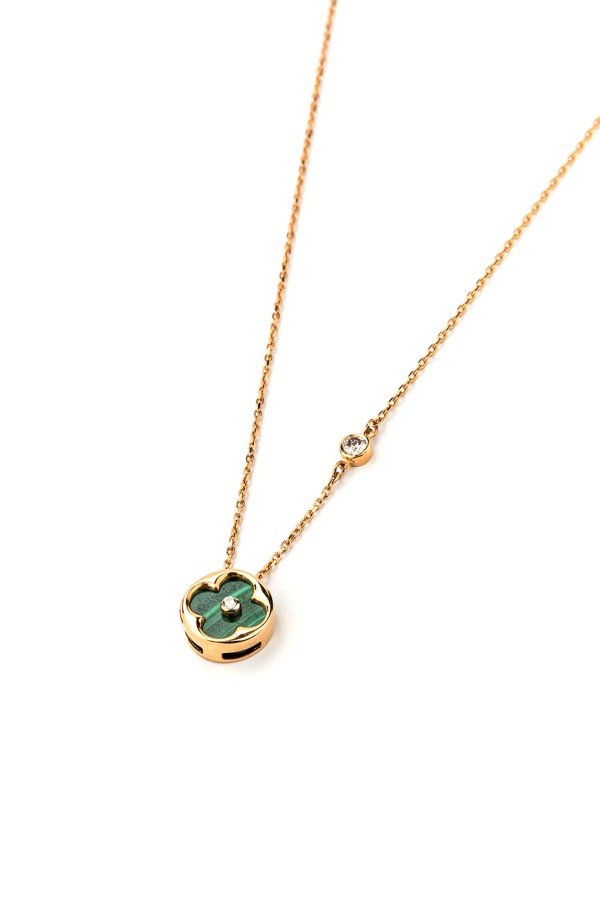 Колье из золота 585 пробы c бриллиантами и малахитом