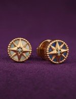 Серьги из золота 585 пробы c бриллиантами, лазуритом и перламутром