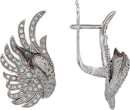 Серьги из белого золота c фианитом